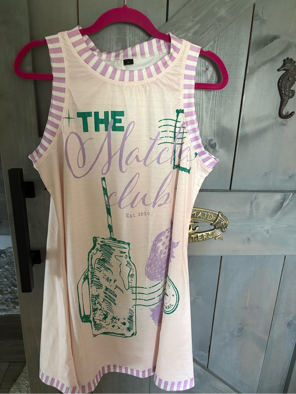 Sleeveless Graphic Mini Dress in Light Pink with Lavender Trim